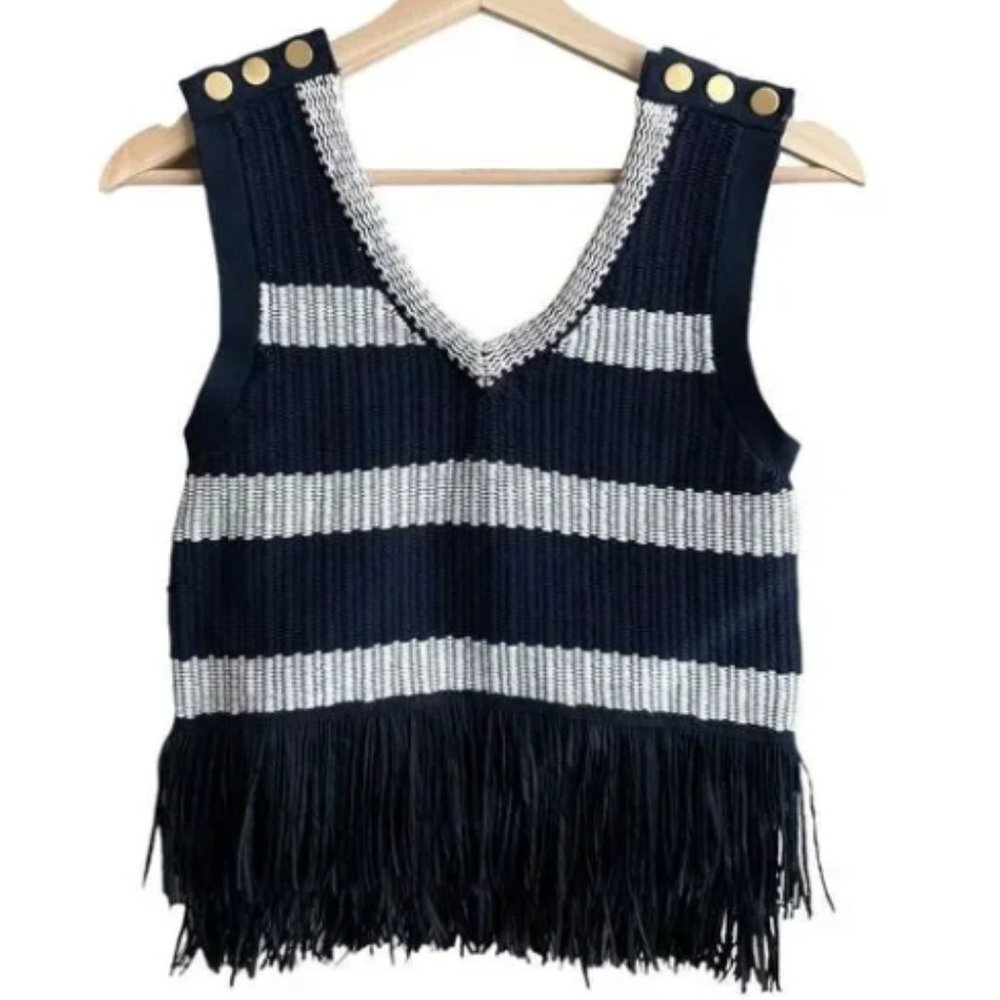 Club Monaco Fringe Knit Top